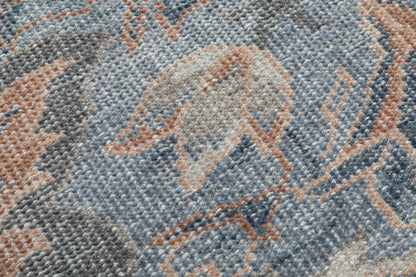 Botanical Scroll Hand Knotted Wool 8x5 gray Carpet bhadohi rugs