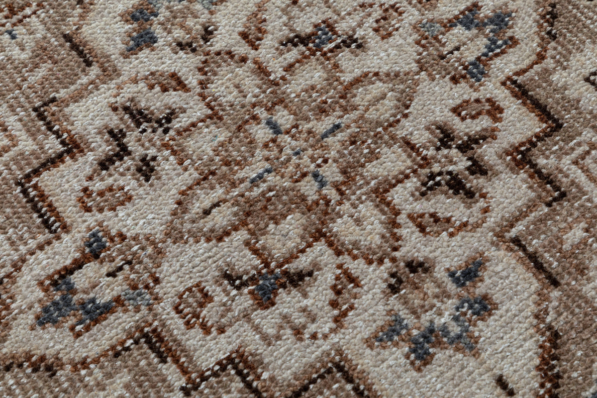Taj brown beige Medallion Hand Knotted Pure Wool Area Rug 5x8