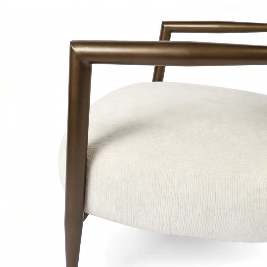 White metal frame accent chair