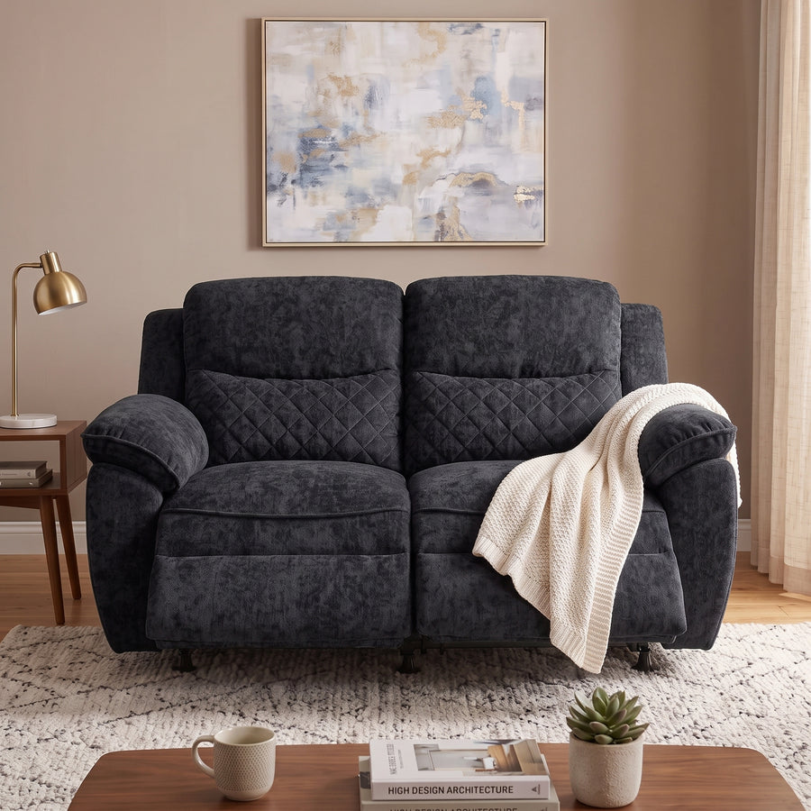 2 seater dark gray power recliner sofa