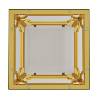Transparent tampered glass golden metal leg square side table