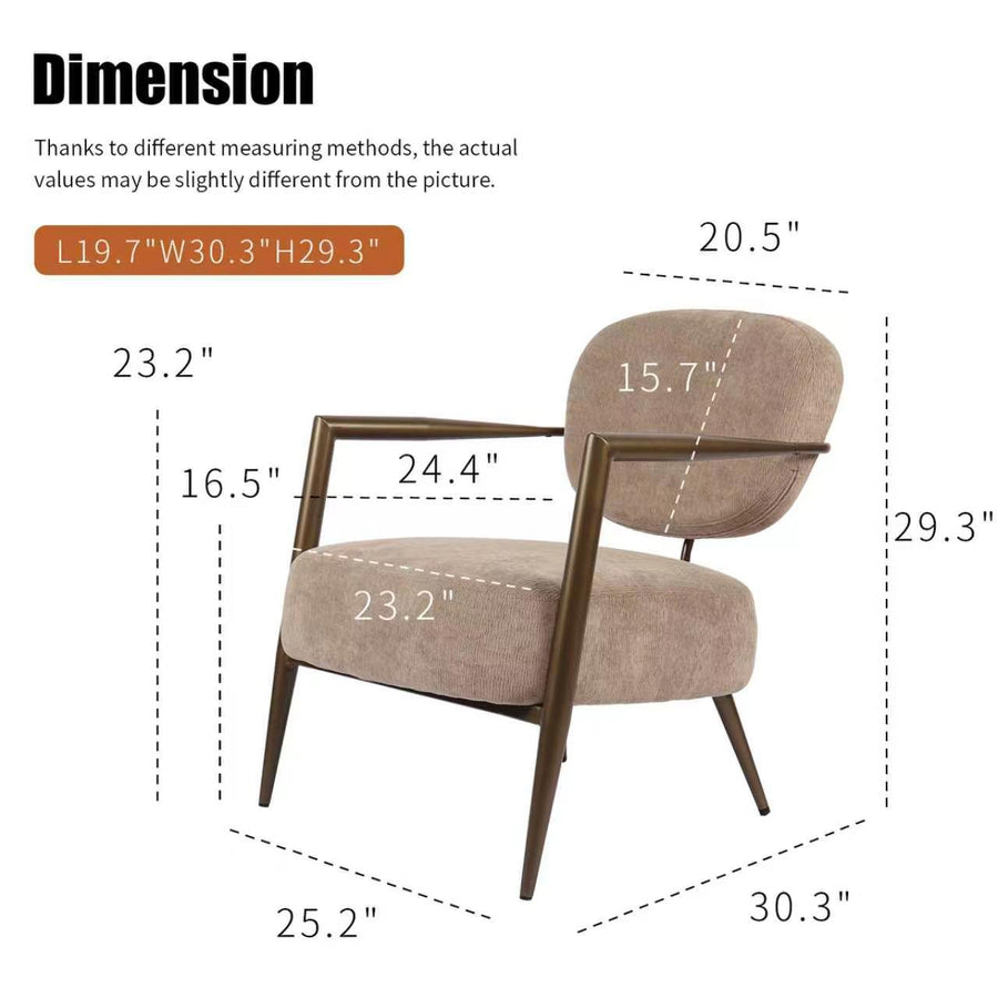 Camel metal frame accent chair