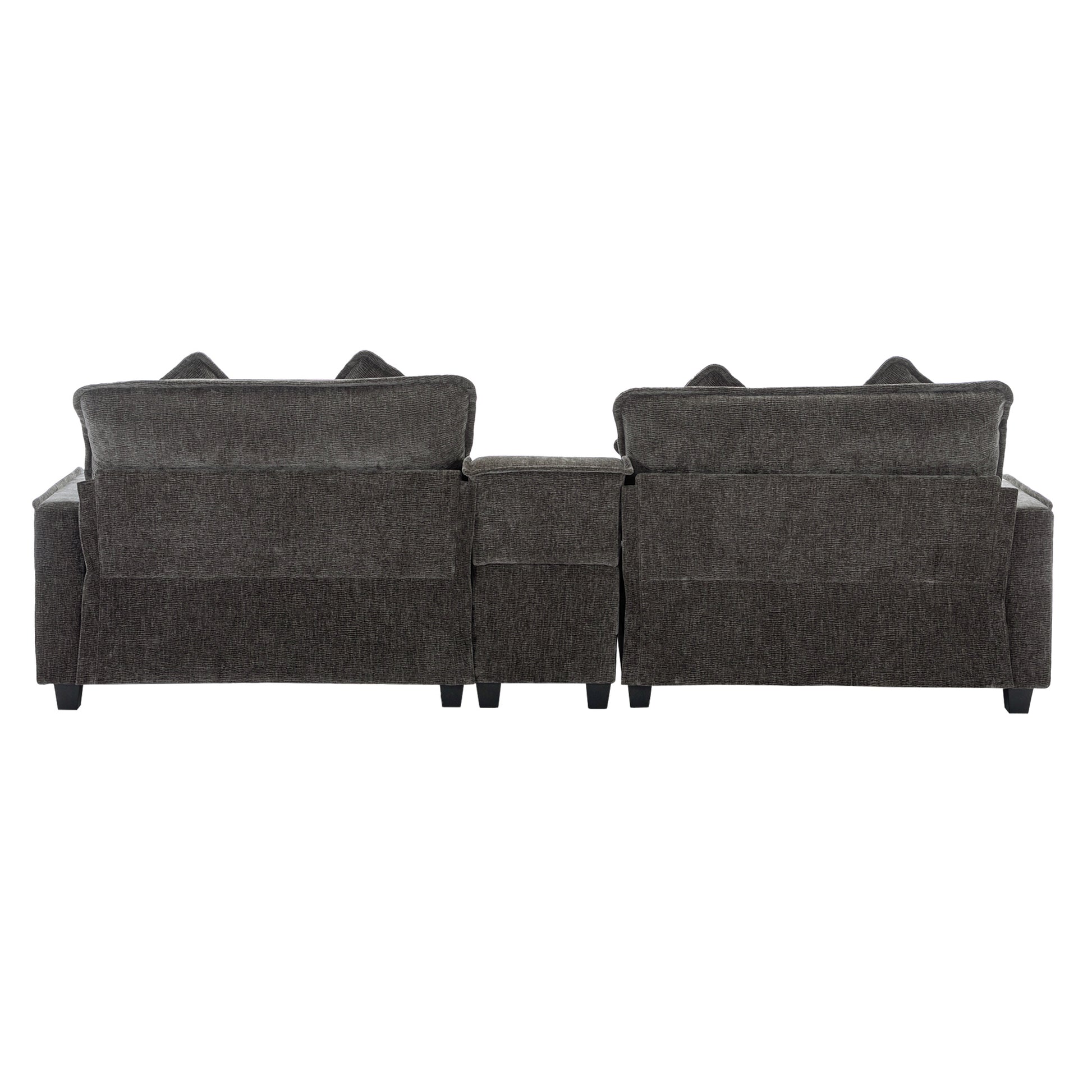 Gray Sectional Sofa with Ottoman