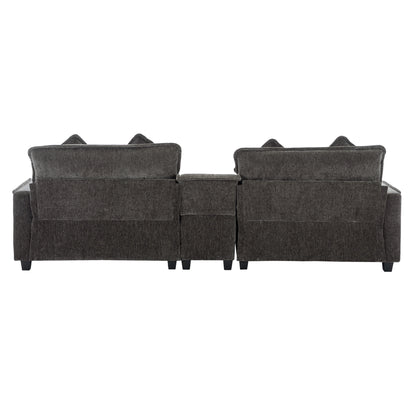 Gray Sectional Sofa with Ottoman