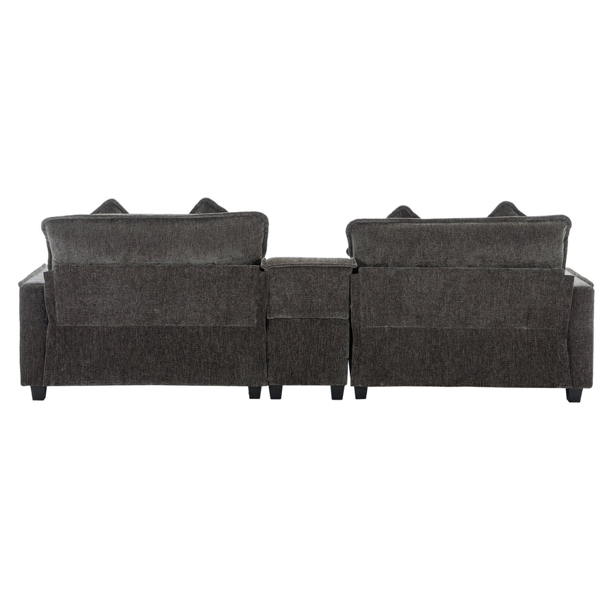Gray Sectional Sofa with Ottoman