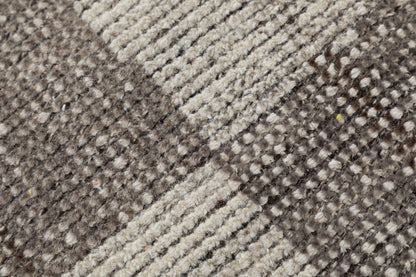Geometric Checkerboard Hand Knotted Area Rug 5x8 gray