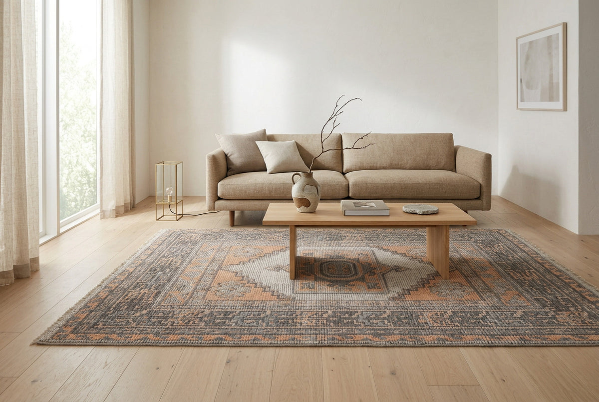 Tribal Medallion Hand Knotted Wool Area Rug 5x7 gray