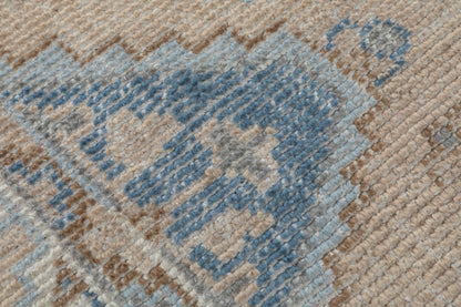 Mabira Tribal Medallion Hand Knotted Wool Rug beige 5x7 bhadohi carpet