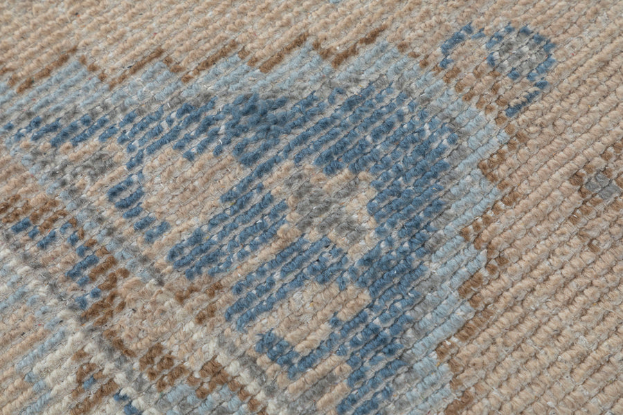 Mabira Tribal Medallion Hand Knotted Wool Rug beige 5x7 bhadohi carpet