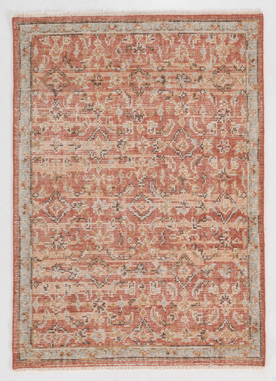 Vintage Geometric Lattice Hand Knotted Wool Rug 5x7 rust