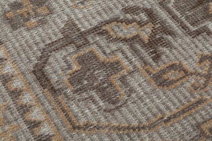 Double Medallion Tribal Hand Knotted Wool Carpet 5x8 brown beige