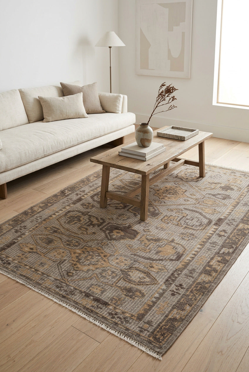 Double Medallion Tribal Hand Knotted Wool Carpet