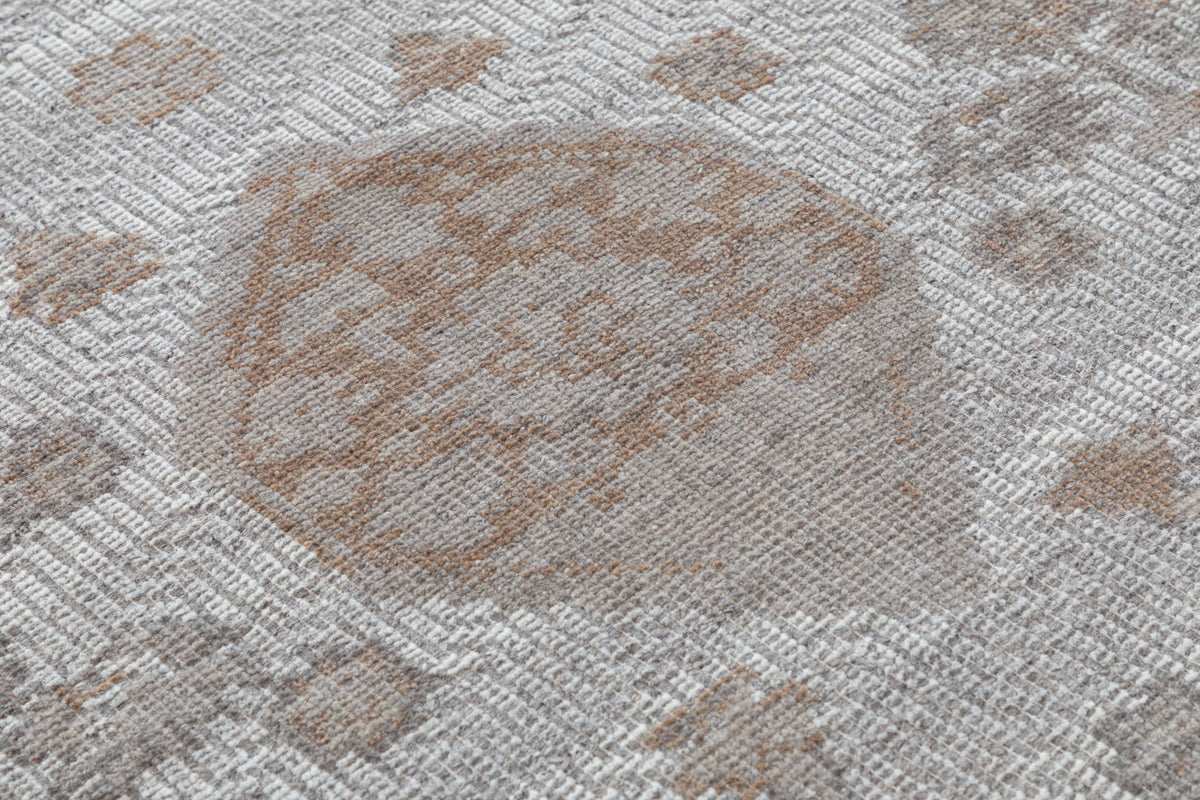 Arnald Medallion Hand Knotted Wool Area Rug 5x8 brown beige