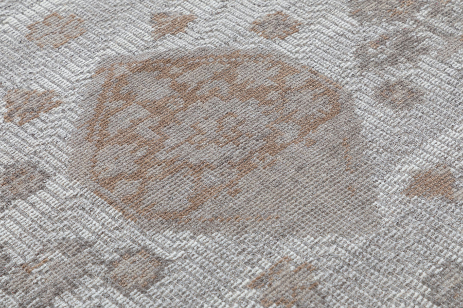 Arnald Medallion Hand Knotted Wool Area Rug 5x8 brown beige