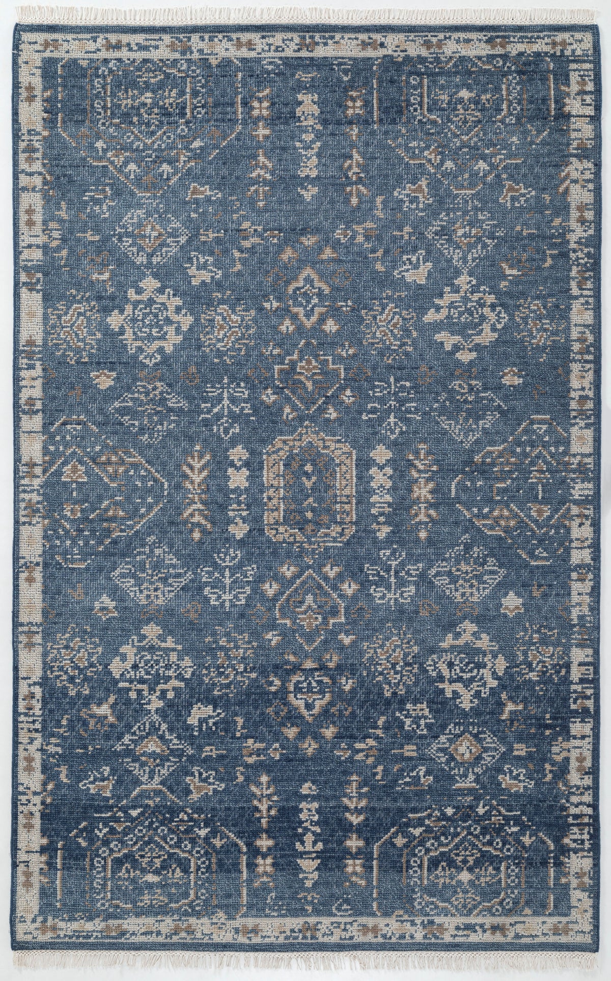 Mogul Hand Knotted Wool Rug 5x8  Dark Blue Teal rug