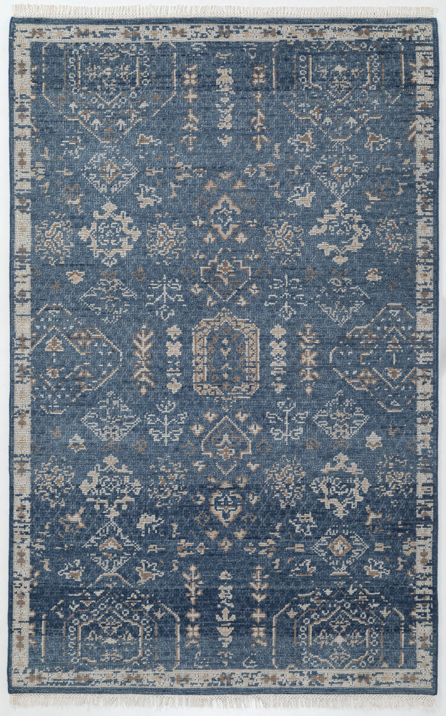 Mogul Hand Knotted Wool Rug 5x8  Dark Blue Teal rug