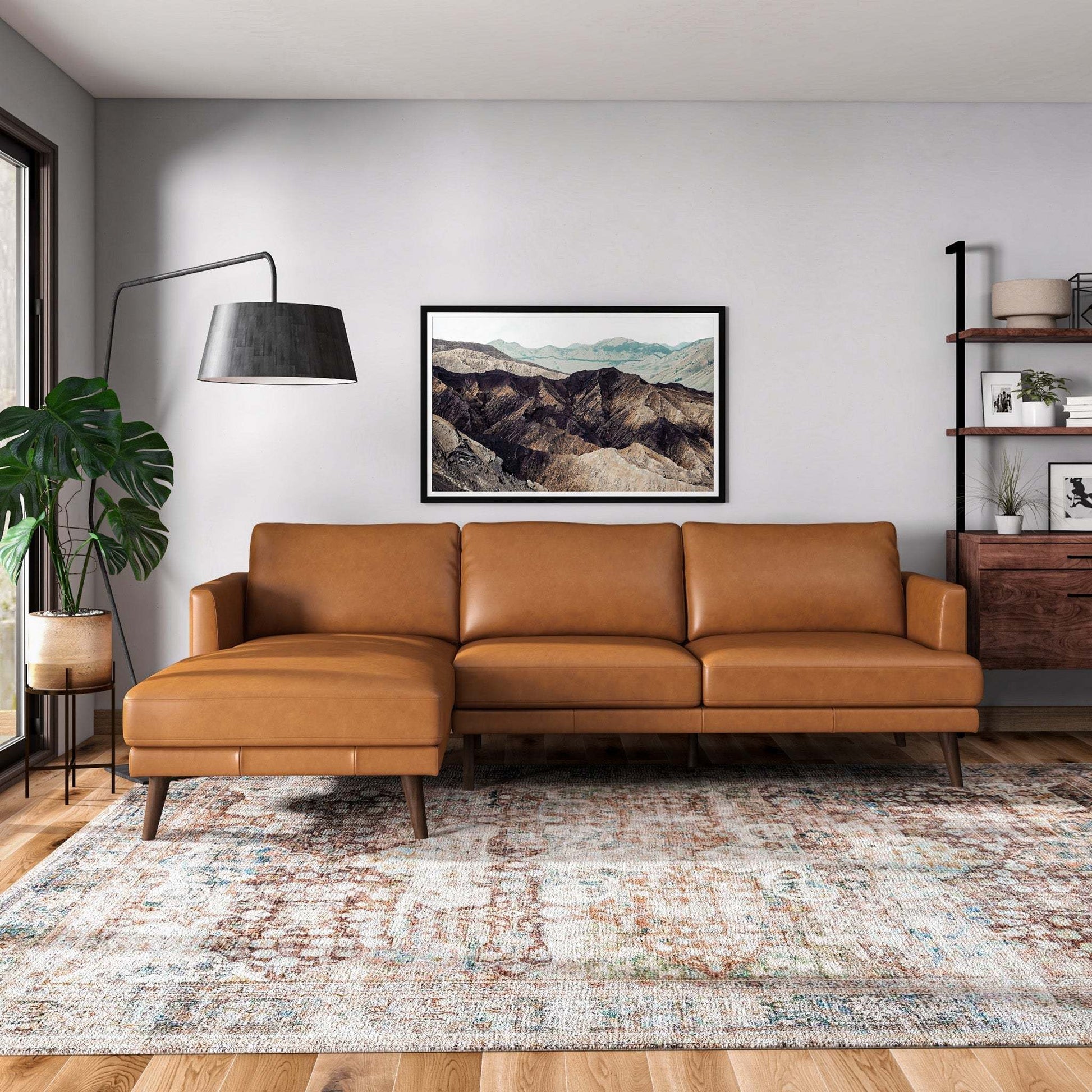 Lored  L-Shaped Genuine Leather Sectional Sofa Left Facing