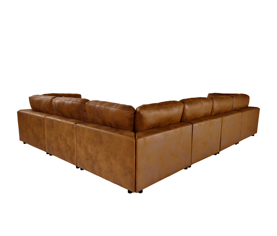 7 Seater Faux Leather Sectional Sofa