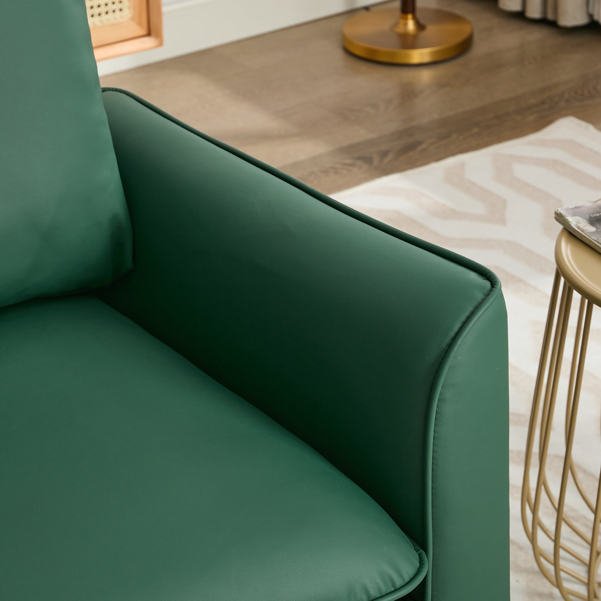 Green Leather Upholstered Sofa Chair 2PC Casual Living Room Balcony Bedroom Lounge Set