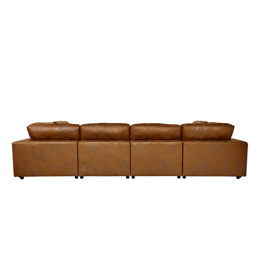 6 Seater Faux Leather Sectional Sofa