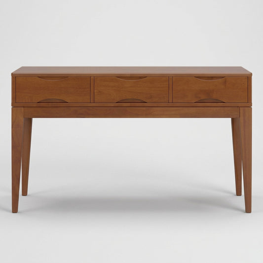 Alderglen 54 inch Wide Solid Wood Mid-Century Modern Console Sofa Table in Teak Brown