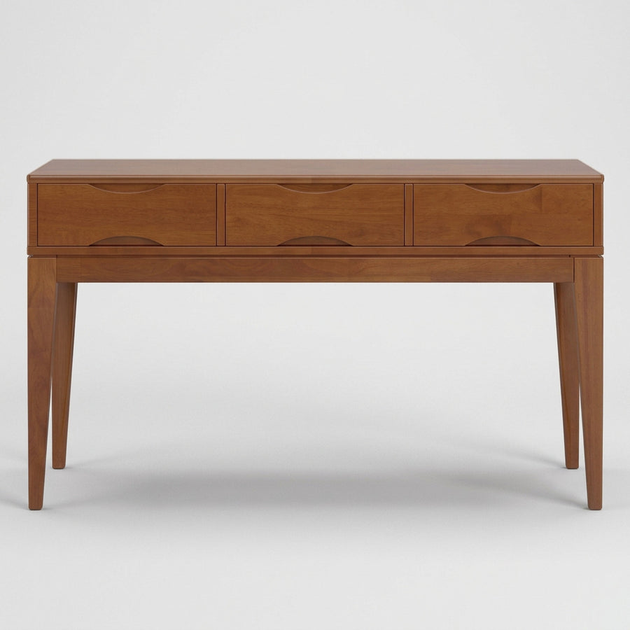 Alderglen 54 inch Wide Solid Wood Mid-Century Modern Console Sofa Table in Teak Brown