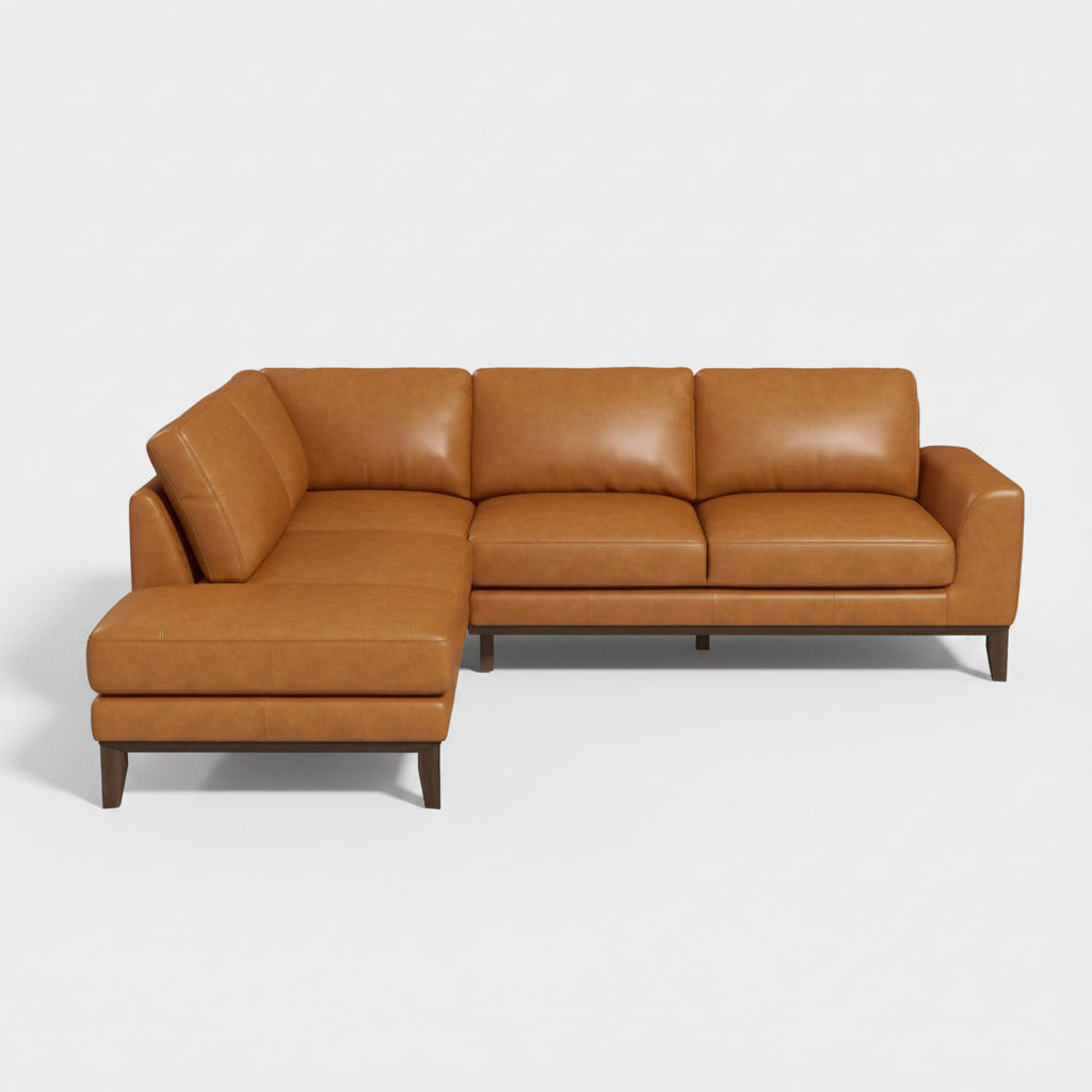 Left Facing Leather Sectional Sofa