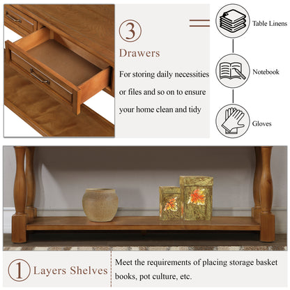 Wooden furniture with drawers and shelves, featuring text and icons.