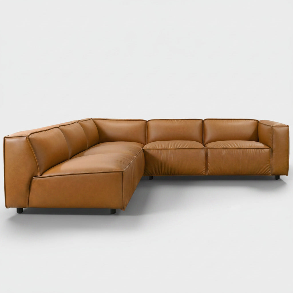 Lindlay Mid Century Leather Corner Sectional Sofa