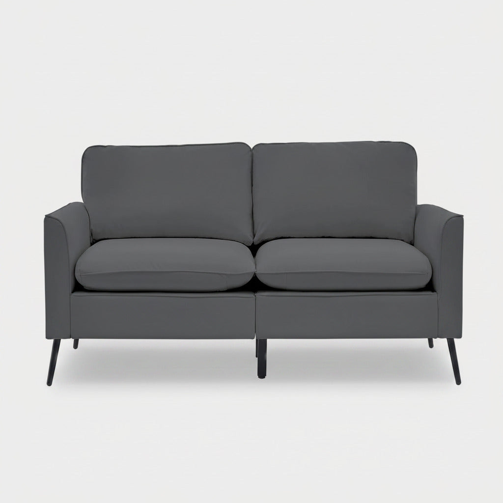 Retro Faux Leather Light Gray Loveseat