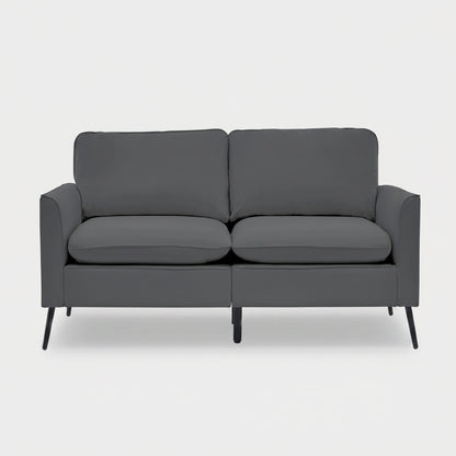 Retro Faux Leather Light Gray Loveseat