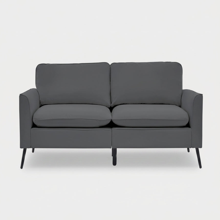 Retro Faux Leather Light Gray Loveseat
