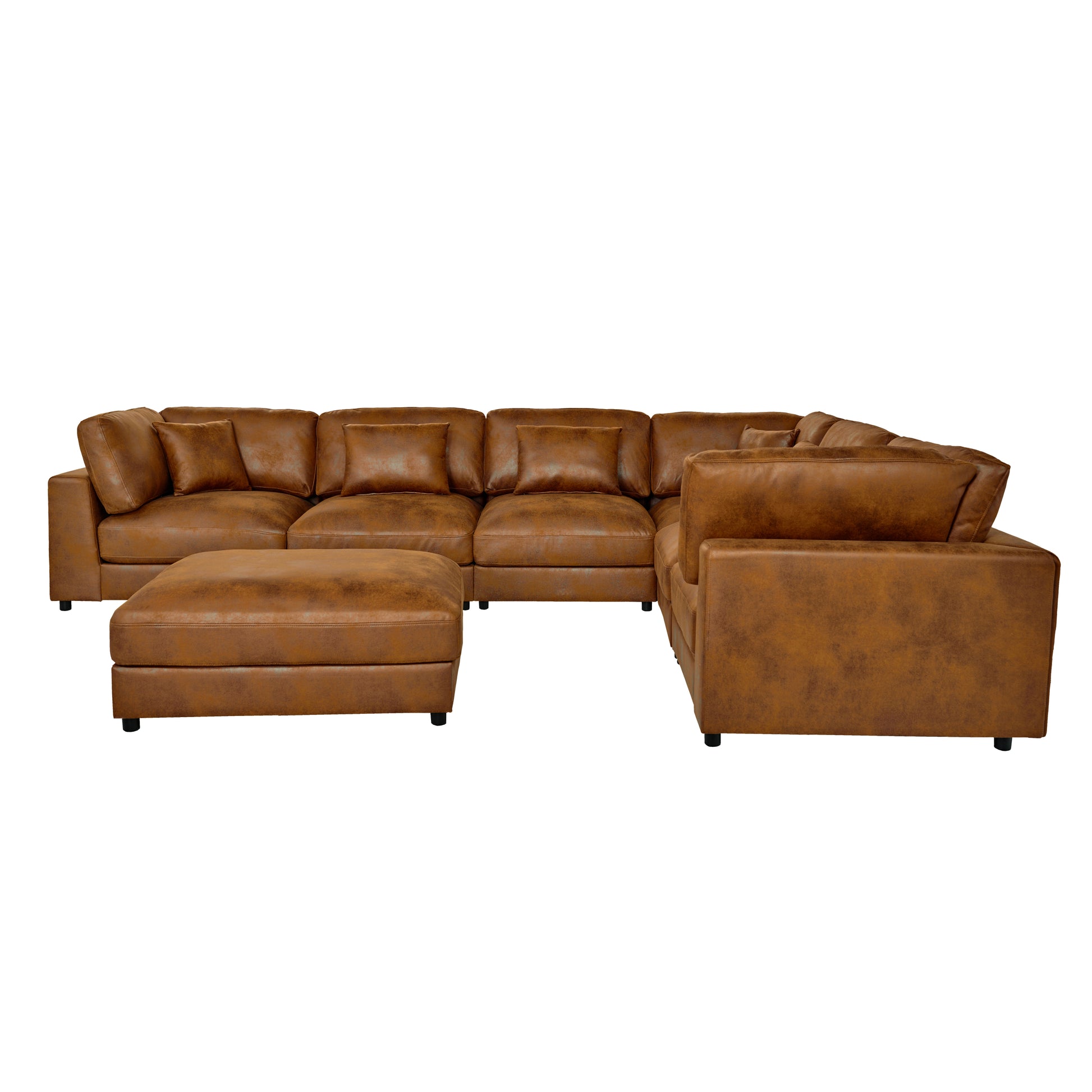 7 Seater Faux Leather Sectional Sofa