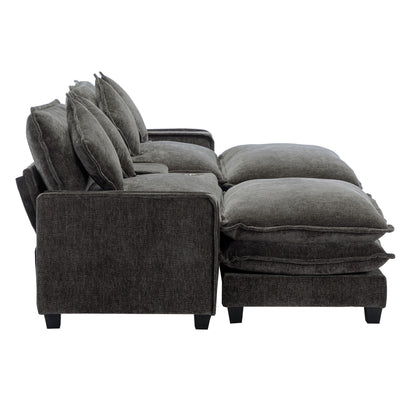 Gray Sectional Sofa with Ottoman