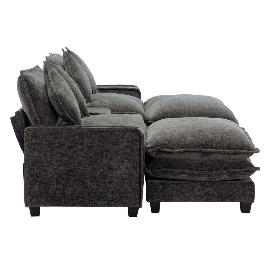 Gray Sectional Sofa with Ottoman