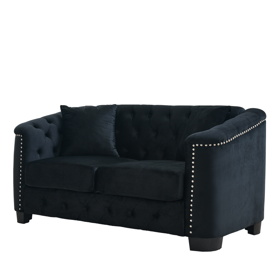 Velvet Chelsfield 5 seater Sofa Set Black 