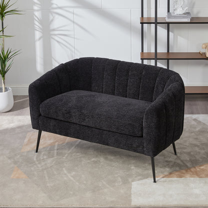 Pash Chenille Black Love Seats with wooden leg