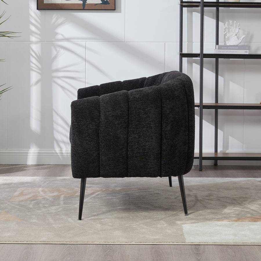 Pash Chenille Black Love Seats with wooden leg