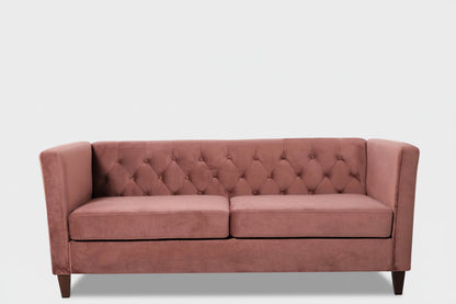 Button Tufted Velvet 3-Seater Sofa Rose Gold