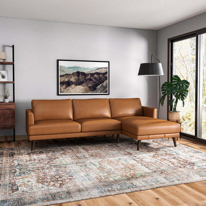 Lored  L-Shaped Genuine Leather Sectional Sofa Right Facing
