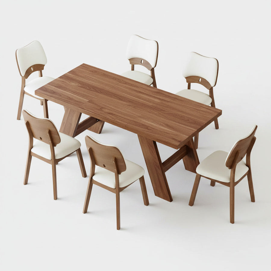 White Manhattan 6 Seater Dining Set