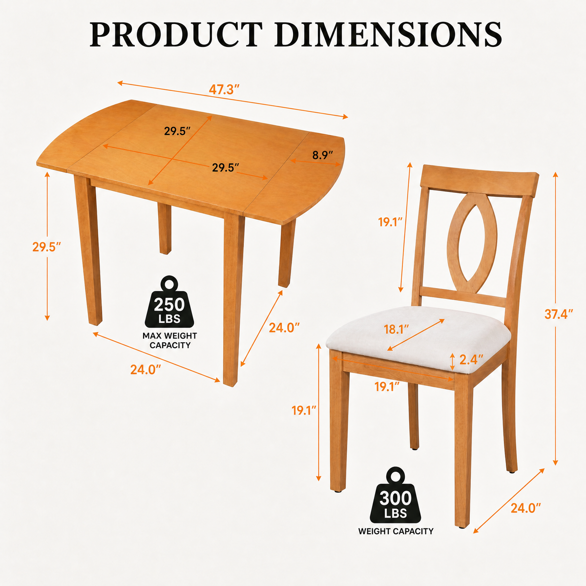 beige 3 Piece 5 piece Dual Drop Leaf Dining Set