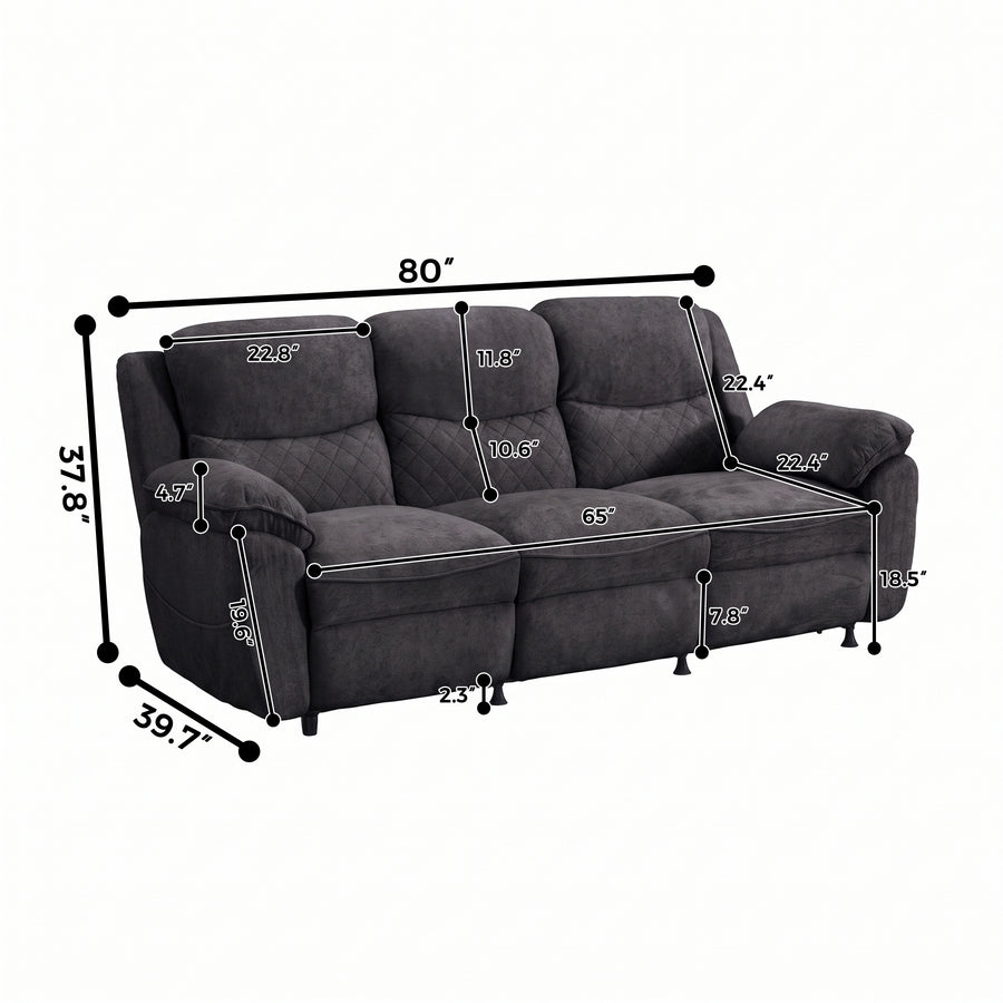 3 seater 6 seater dark gray power recliner sofa