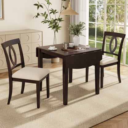 dark brown 3 Piece Dual Drop Leaf Dining Set
