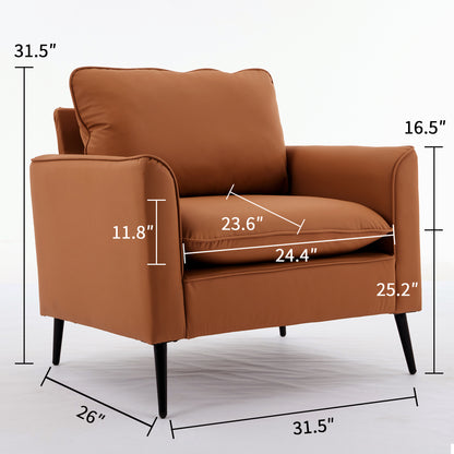 Brown Leather Upholstered Sofa Chair 2PC Casual Living Room Balcony Bedroom Lounge Set
