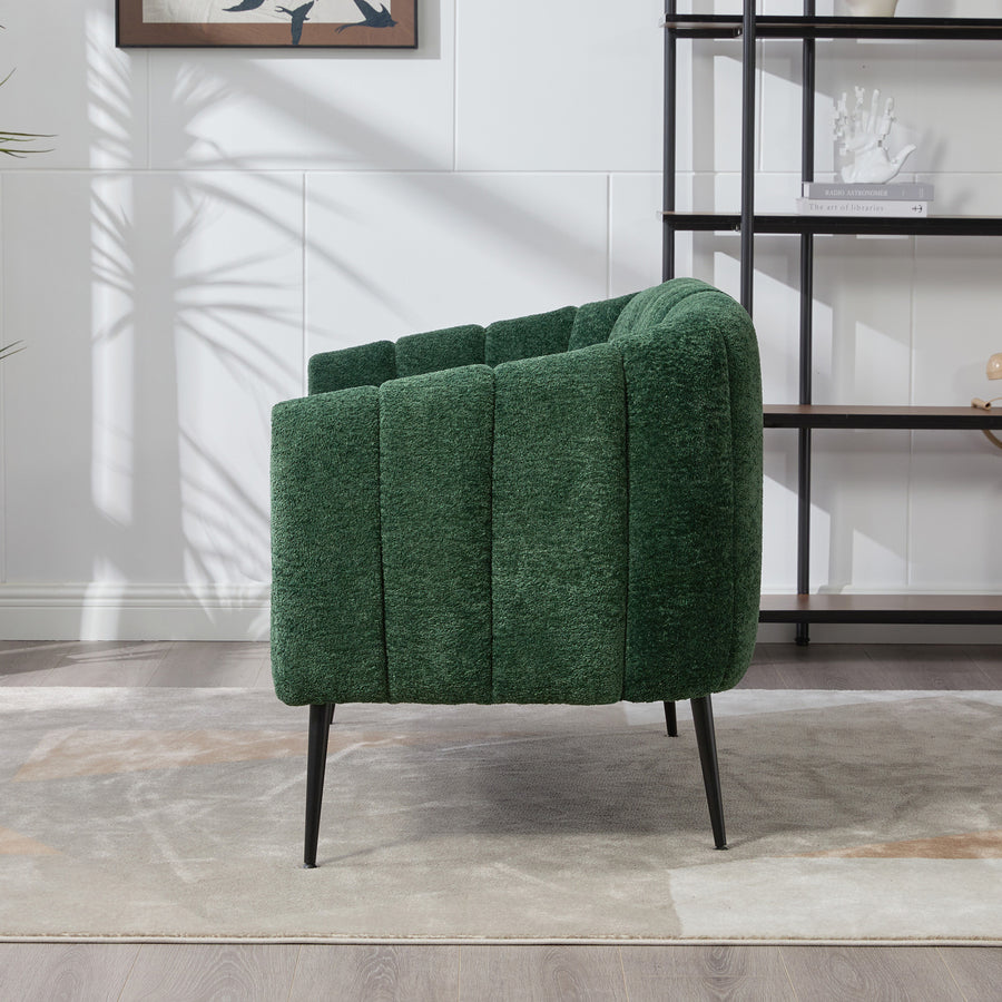 Pash Chenille Dark Green Love Seats with wooden leg