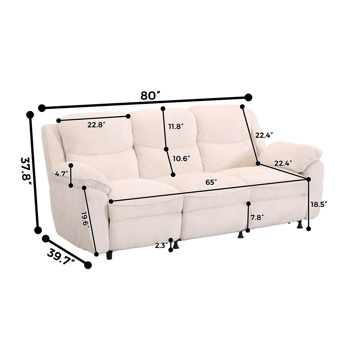 3 seater 6 seater beige power recliner sofa