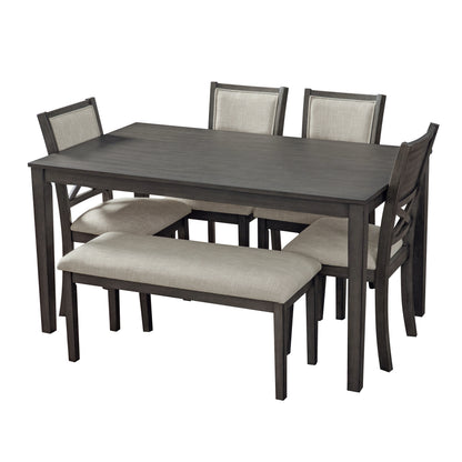 Dallas beige dark gray 6 Piece Dining Set