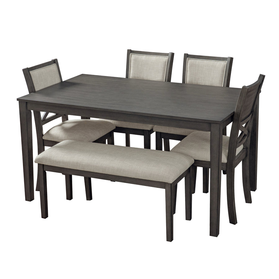 Dallas beige dark gray 6 Piece Dining Set