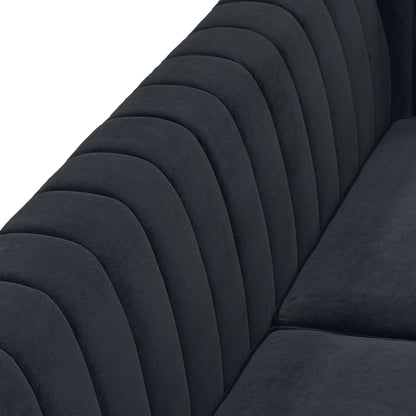 Terra Black Velvet 2 Piece Sofa Set Black
